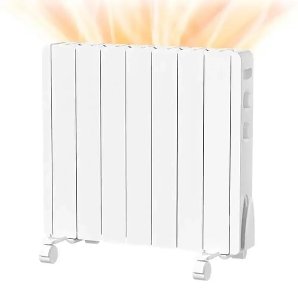 سخان لوحة كهربائي على الحائط/مبرد ألومنيوم قائم بذاته، شاشة LED، مؤقت ترموستات قابل للتعديل، حماية السلامة 1500 وات، أبيض