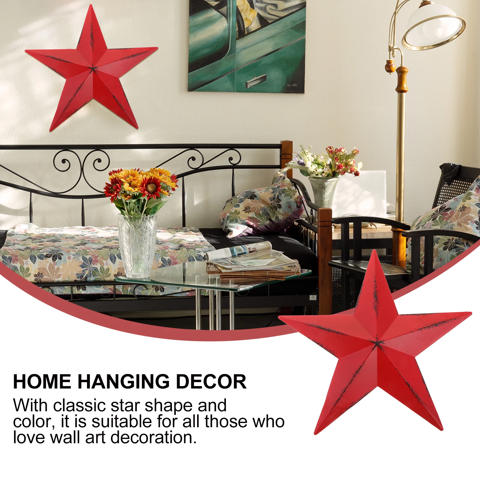 

Pentagram Ornament Iron Decorative Vintage Indoor Decoration Star Hanging For Home Garden Hotel Bar Metal Star