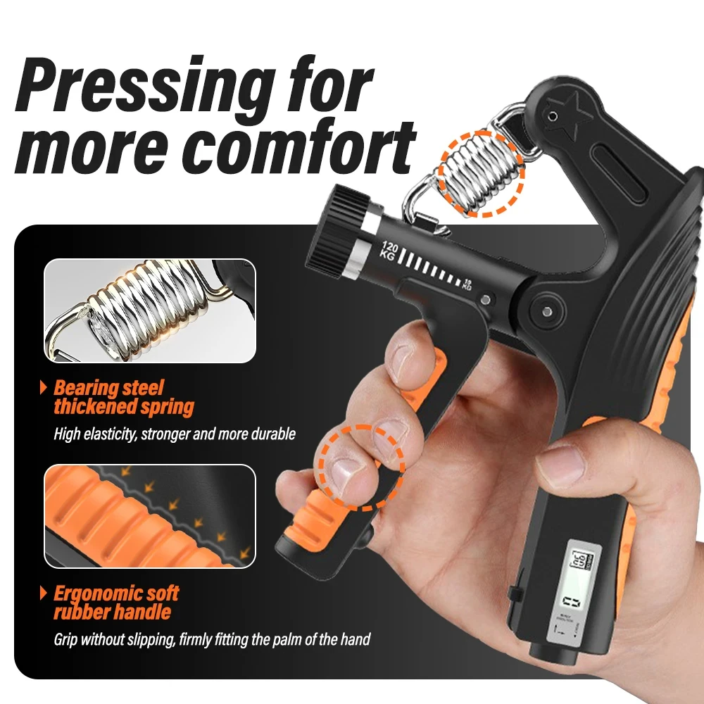 10-120kg Adjustment Countdow Hand Grip Strengthener Hand Forearm Exerciser Wrist Arm Muscle Bodybuilding Finger Expander Train