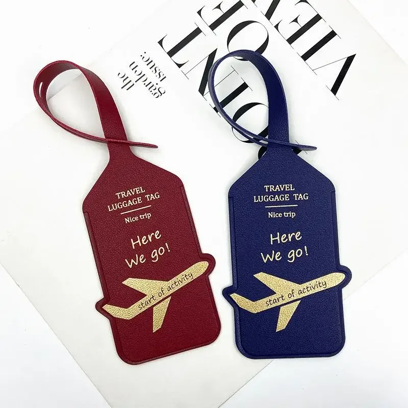 

Stamped Leather Business Luggage Tag Suitcase Address Label Luggage Boarding Case Label Name ID Address Clip Travel Accessories