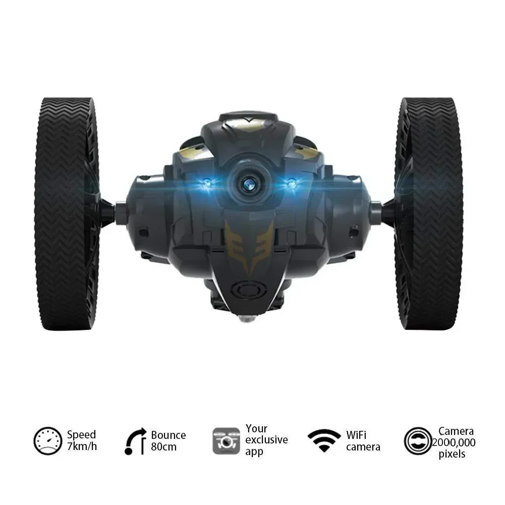 2.4G RC Stunt Bounce Car With WIFI HD Camera Jumping Car Flexible Wheels Rotation LED Light Remote Control Vehicle Toys Gift