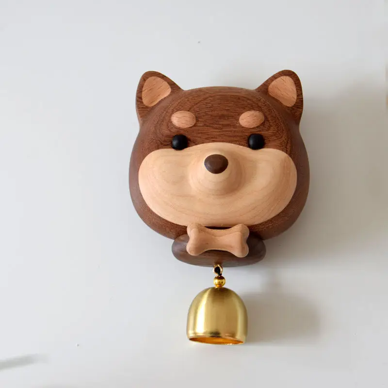 Creative Solid Wood Cute Puppy Shaped Doorbell Household Pendant Room Decor Aesthetic Wall Hanging Room Decoration Accessories