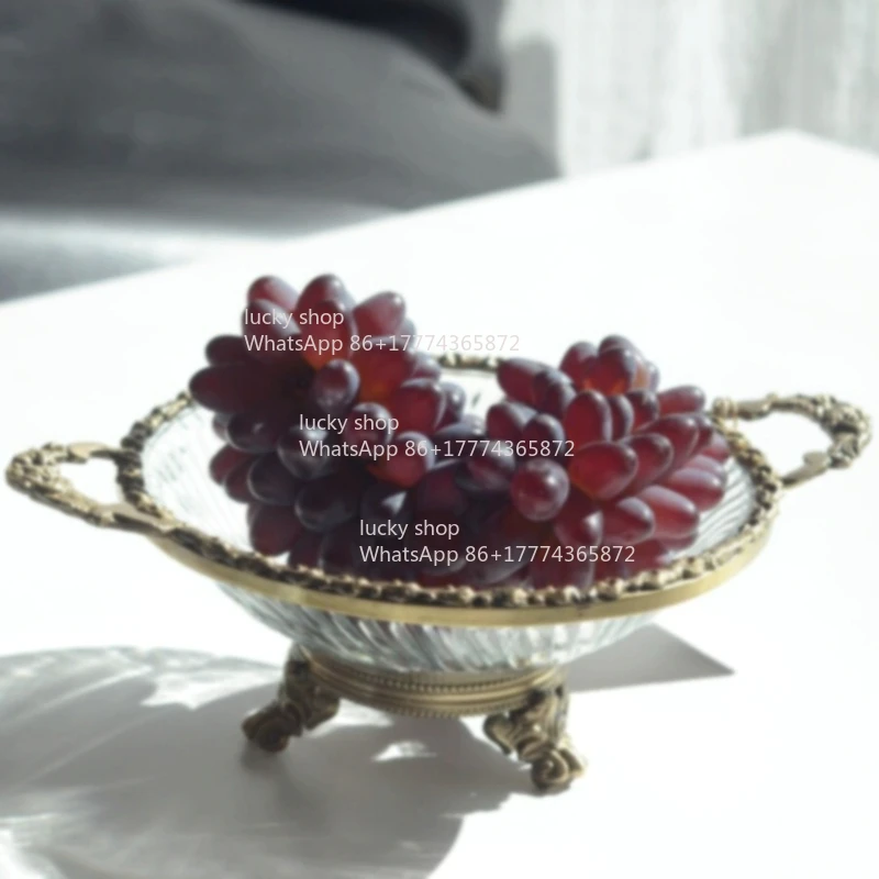 Retro and Old Decorative Brass Dried Fruit Plate Candy Plate Light Luxury Metal Characteristic Ornament
