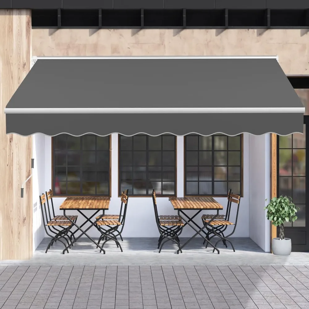

13.1'x 8.2' Patio Awning Retractable Awning Cover for Sunshade Shelter, Outdoor Patio Canopy with Manual Crank Handle/Water-Res