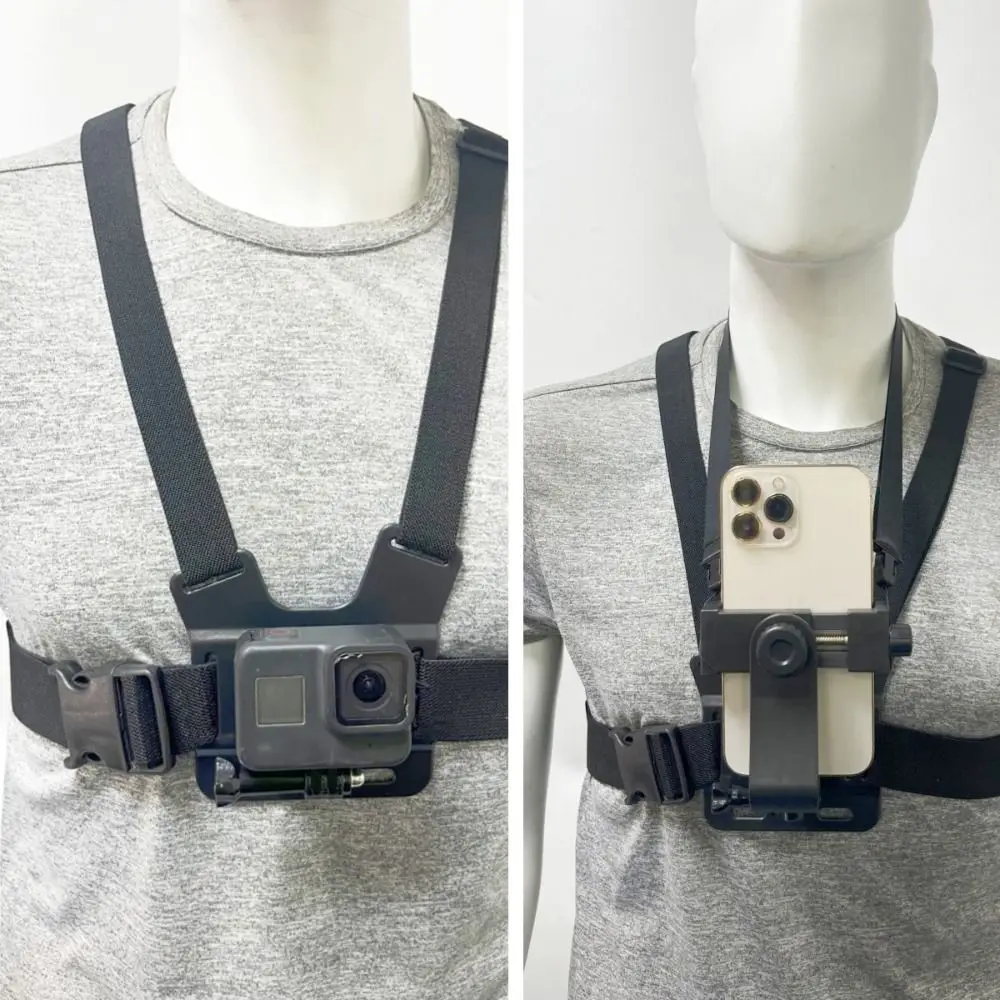 10 in 1 電話クリップホルダー チェストストラップ付き ユニバーサルチェスト携帯電話ホルダー 調節可能な落下防止 GoPro/iPhone/Samsung用