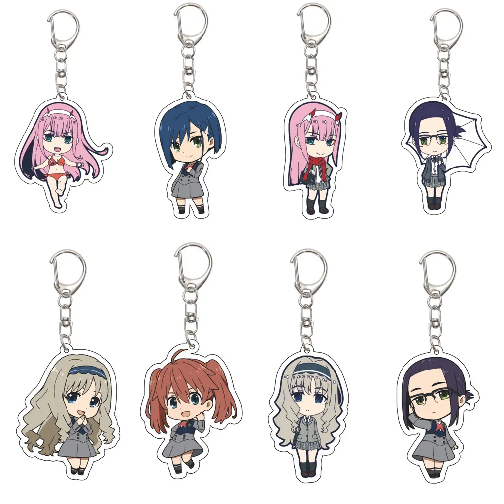 

55MM Anime Darling in the Franxx Keychain Hiro Zero Two Ichigo Goro Miku Zorome Kokoro Mitsuru Key Chain Christmas Gifts
