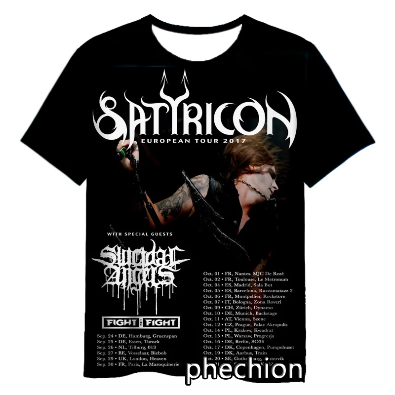 phechion New Fashion Men/Women SATYRICON BAND 3D Print Short Sleeve T-Shirt Casual Hip Hop Summer T Shirt Tops S238