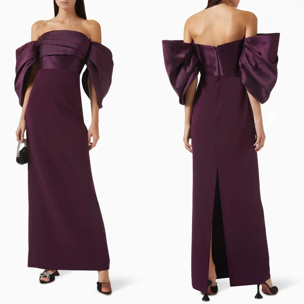 

Customized Formal Jersey Party Dresses Elegant Strapless Off the Shoulder Evening Gowns Luxury Back Slit Vestido De Festa