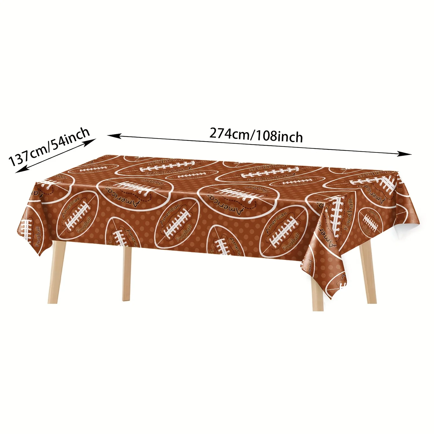 3PCS Brown Autumn Maple Leaves American Football Tablecloth 54x108'' Waterproof PE for Super Bowl Birthday Party Decor