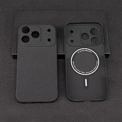 For Magsafe Magnetic Carbon Fiber Phone Case For iPhone 17 Pro Max Ultra Thin Aramid Fiber Cover For iPhone 17 Air