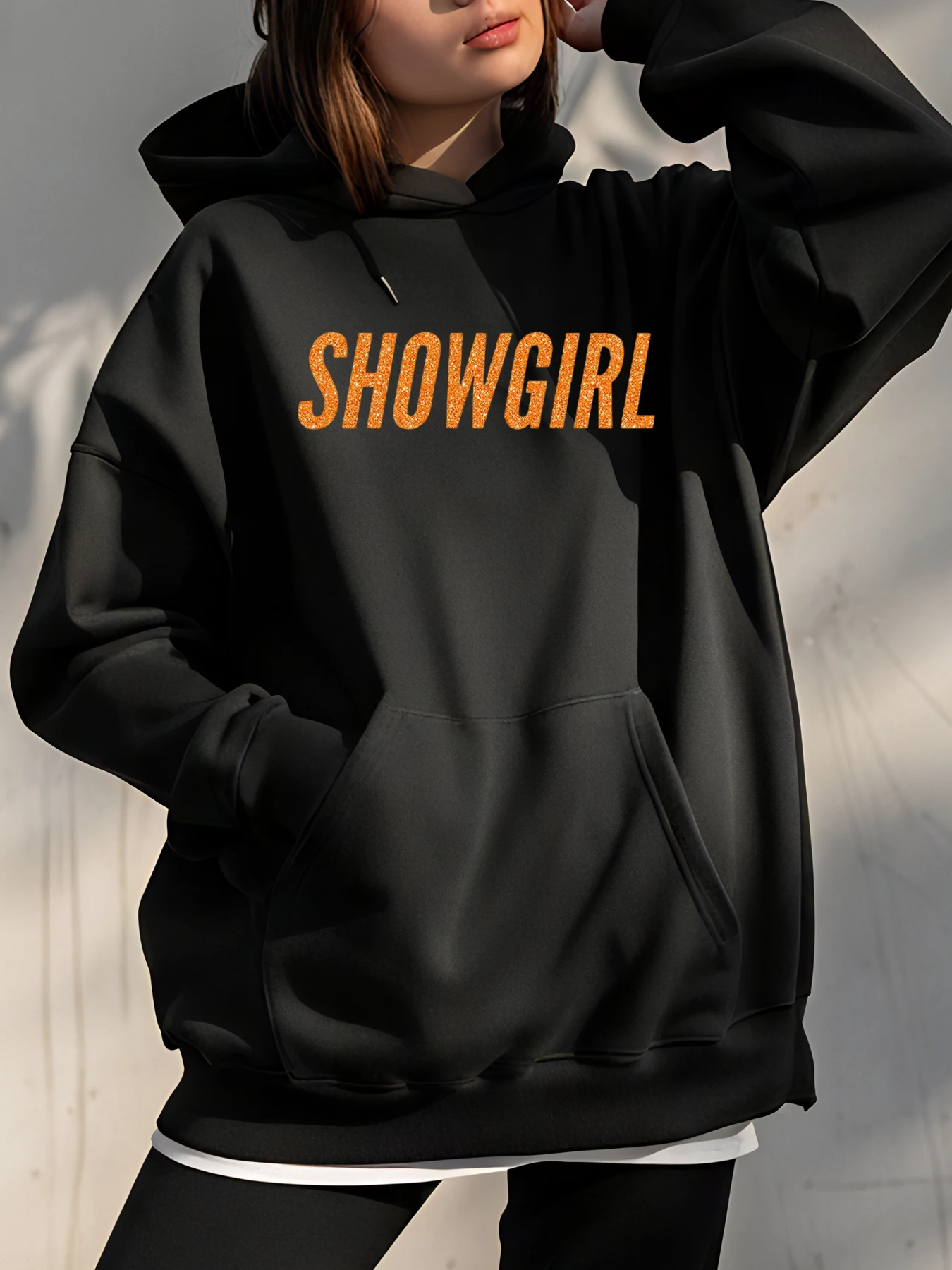 

Женская толстовка с капюшоном Showgirl с принтом, толстовка большого размера, повседневная уличная мода для женщин