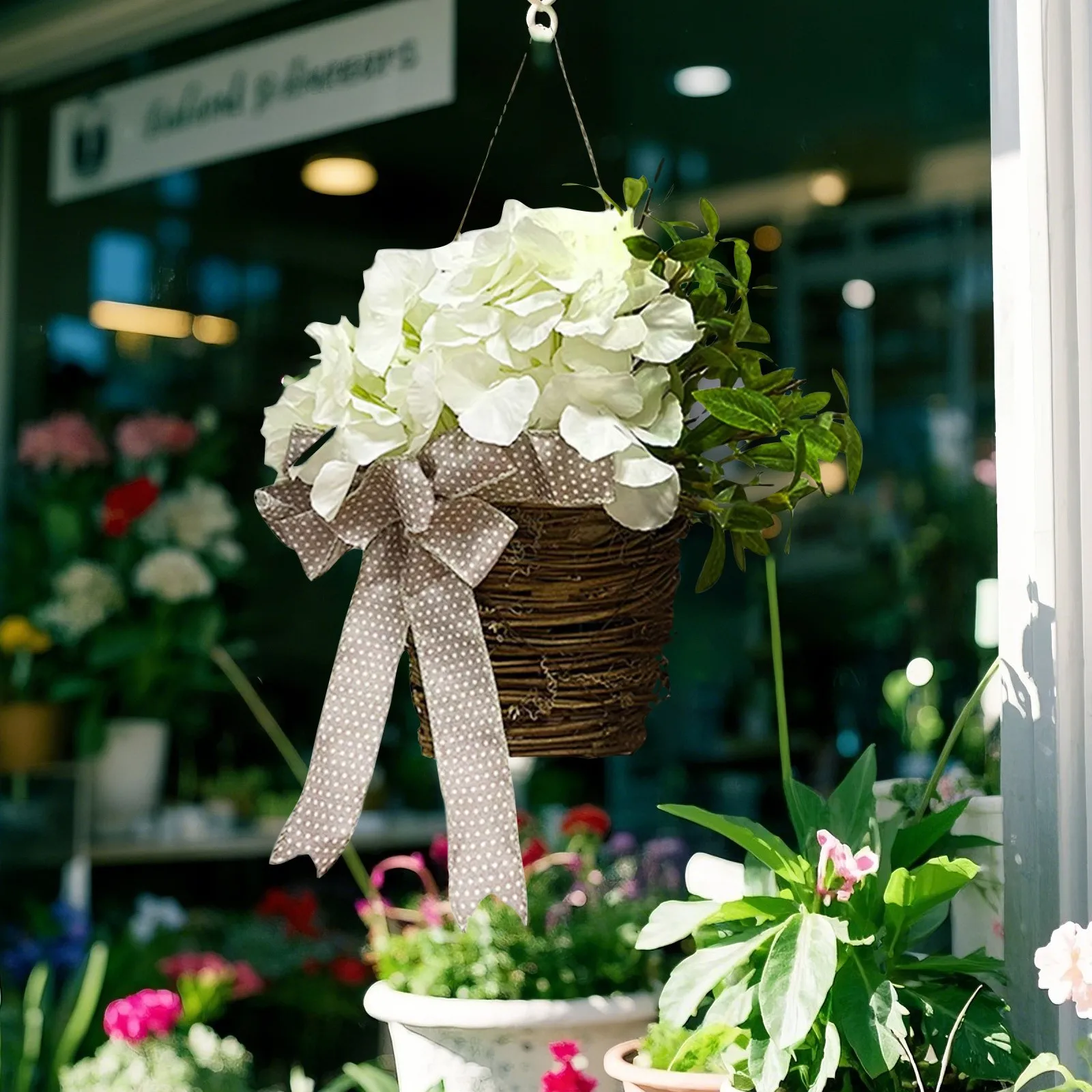 

Spring Flower Wreath Basket Decor, Forsythia Door Basket, Yellow Flower Wreath, Front Door Summer Spring Home Decoration