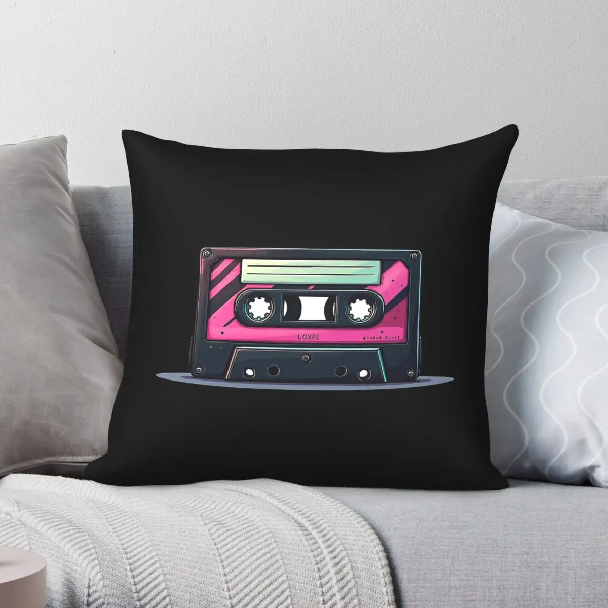Retro Cassette Tape Square Pillowcase Polyester Linen Velvet Pattern Zip Decorative Pillow Case Car Cushion Case 18