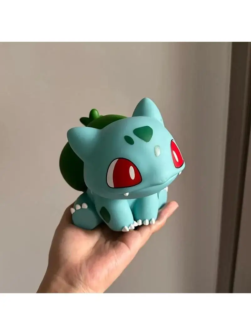 Pocket Monsters Bulbasaur Sammelfigur im Cartoon-Stil, niedliches handgefertigtes Modell, Wohnzimmer-Tischdekoration, Geschenk.
