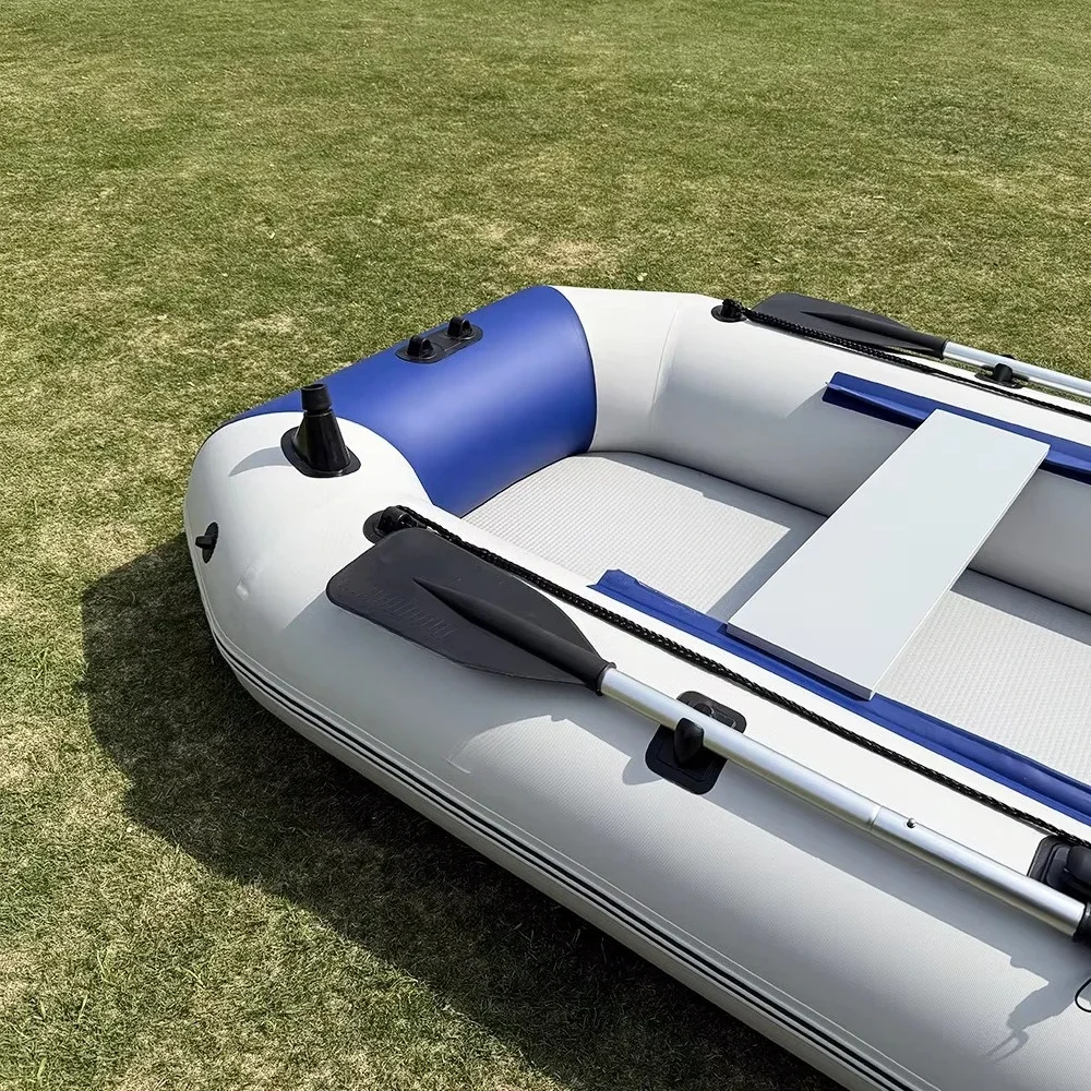 9.8-Foot PVC 4-Person Rowing Kayak High-Speed Inflatable Fishing Boat with Air Cushion Bottom and Free Accessories