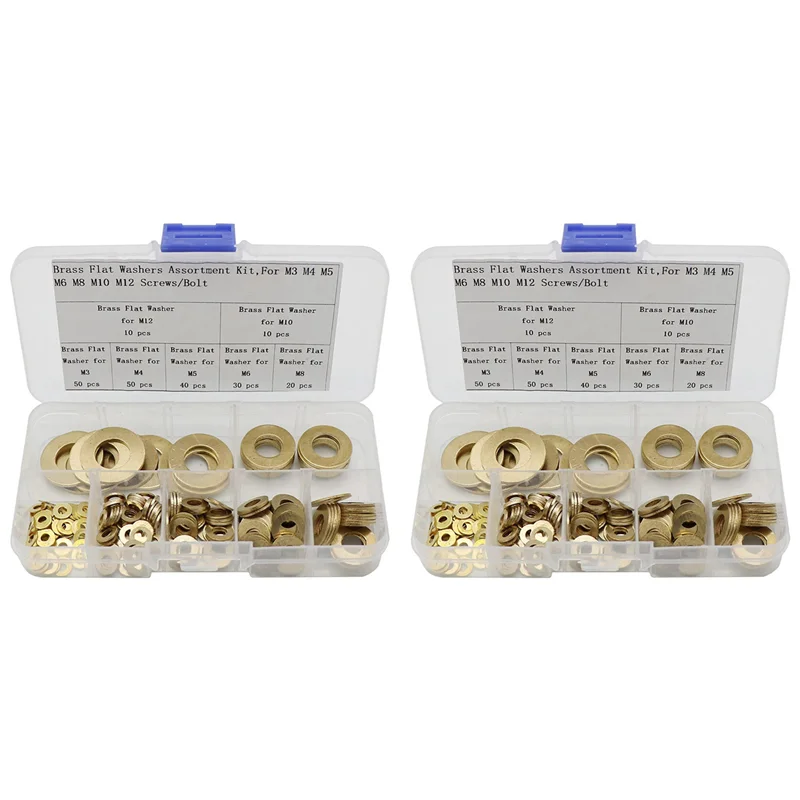 

ABUI-Brass Flat Washer Assortment Set,Copper Gasket Gasket Flat Ring Seal Assortment Kit(420 Pcs,M3-M12)