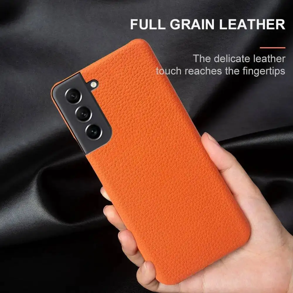 Litchi pattern Genuine Leather Cases for Samsung Galaxy S24 S21Ultra S21 FE S22 Plus phone Case Cover Coque capa
