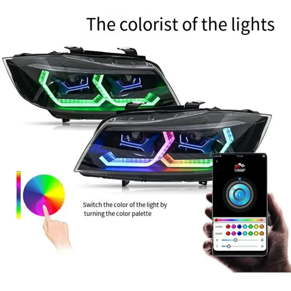 Car Head Lamp For BMW 3 Series 2005-2012 E90 RGB Headlight LED Projetor Lights Daytime Running Light Auto Accessories