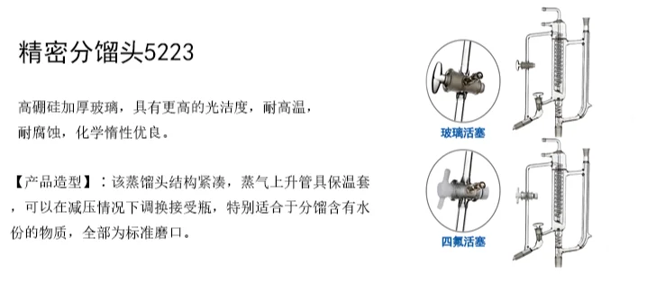 5223 rectifying head straight type rectifying column 14/19/24/40 live core type precision fractionation head