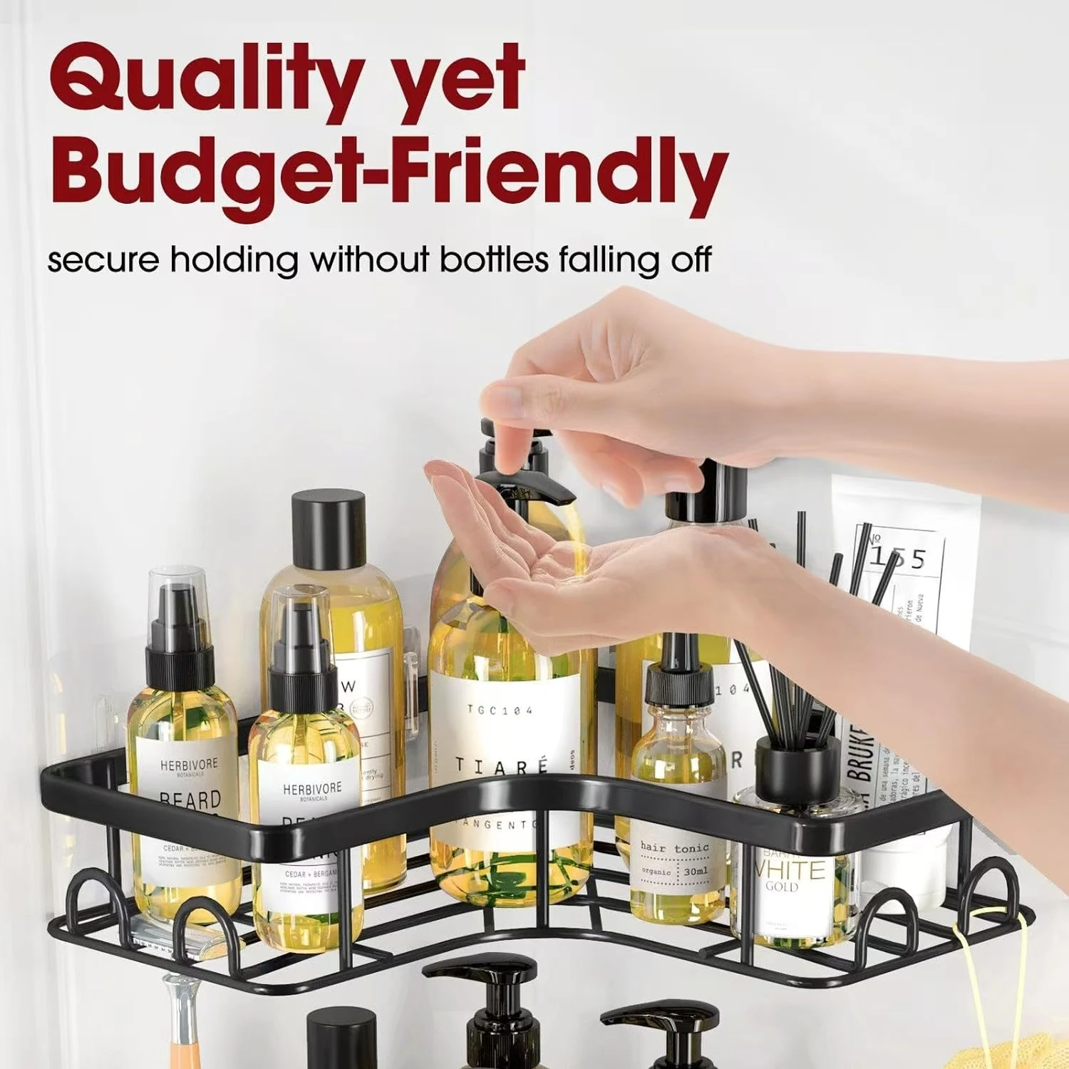 Corner StoraBathroom Organizer Shelf Wall Mounted Corner Storage Shelves Shampoo Holder Cosmetic Rack Iron Shower Drain Basket