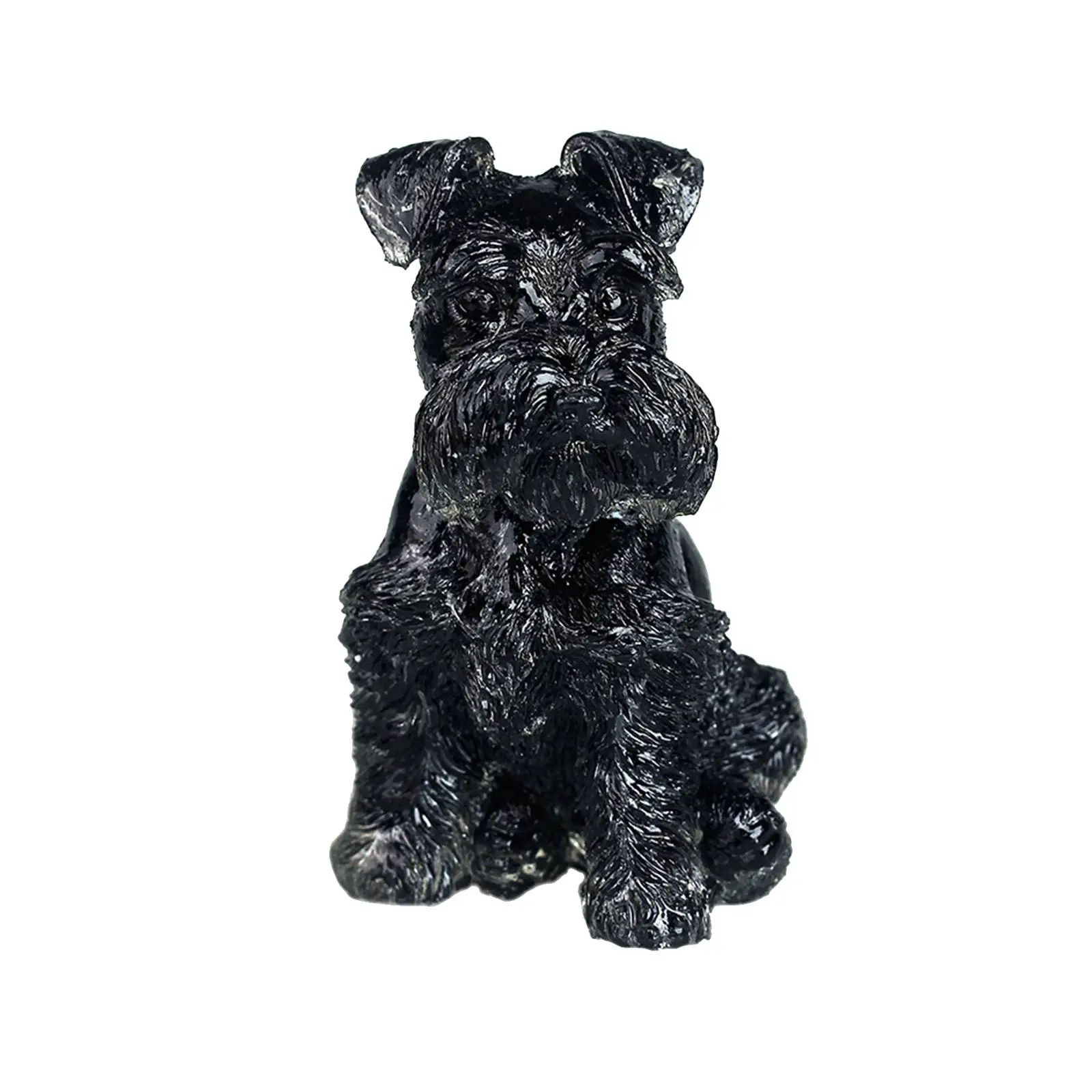 Schnauzer Statue Figurine Small Dog Puppy Collectible Animal Sculpture for Home Decor Bookshelf Tabletop Ornament Centerpiece
