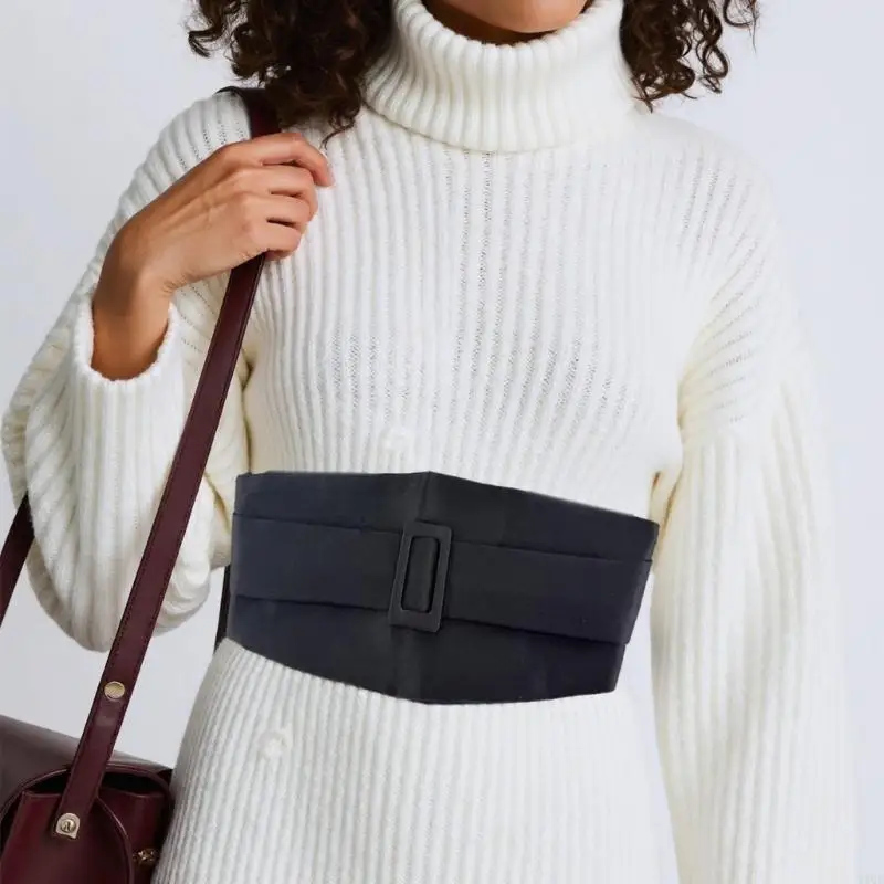 드레스 스웨터를위한 세련된 조절 식 이중 레이어 코르셋 벨트 블랙 그린