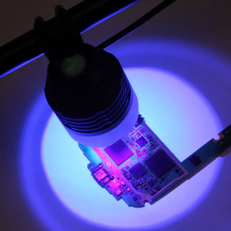 5V USB Ultra Violet Light Lamp UV Glue Curing LED Dual Beads Light for Mobile Phone Motherboard LCD Repair Green Oil Drying Tool
