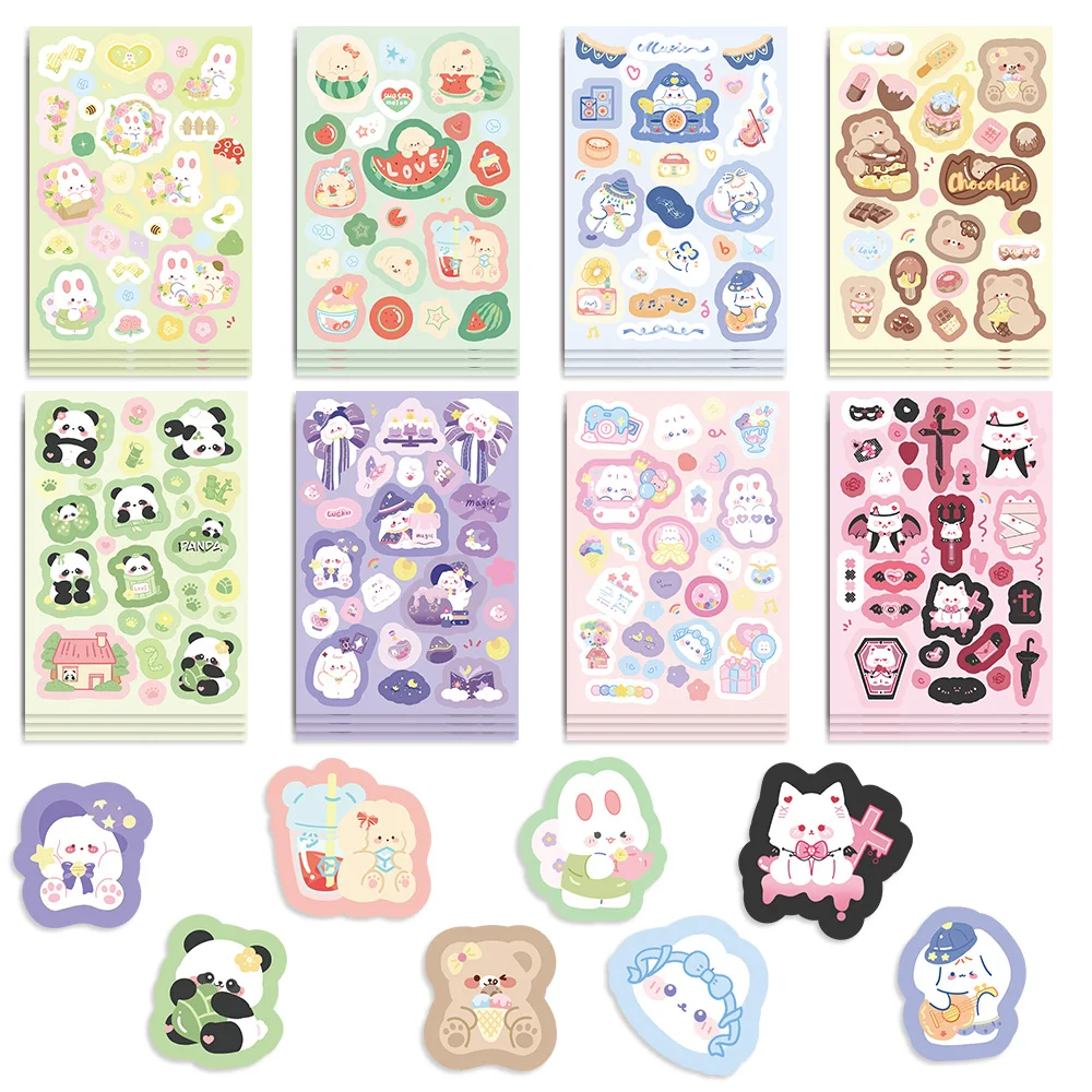 DIY Animais Puzzle Sticker para Crianças, Faça um Rosto, Coelho, Urso, Gato, Montar Jigsaw, Brinquedos Educativos, Presentes Favor Infantil, 8 Pcs, 16 Pcs, 32Pcs