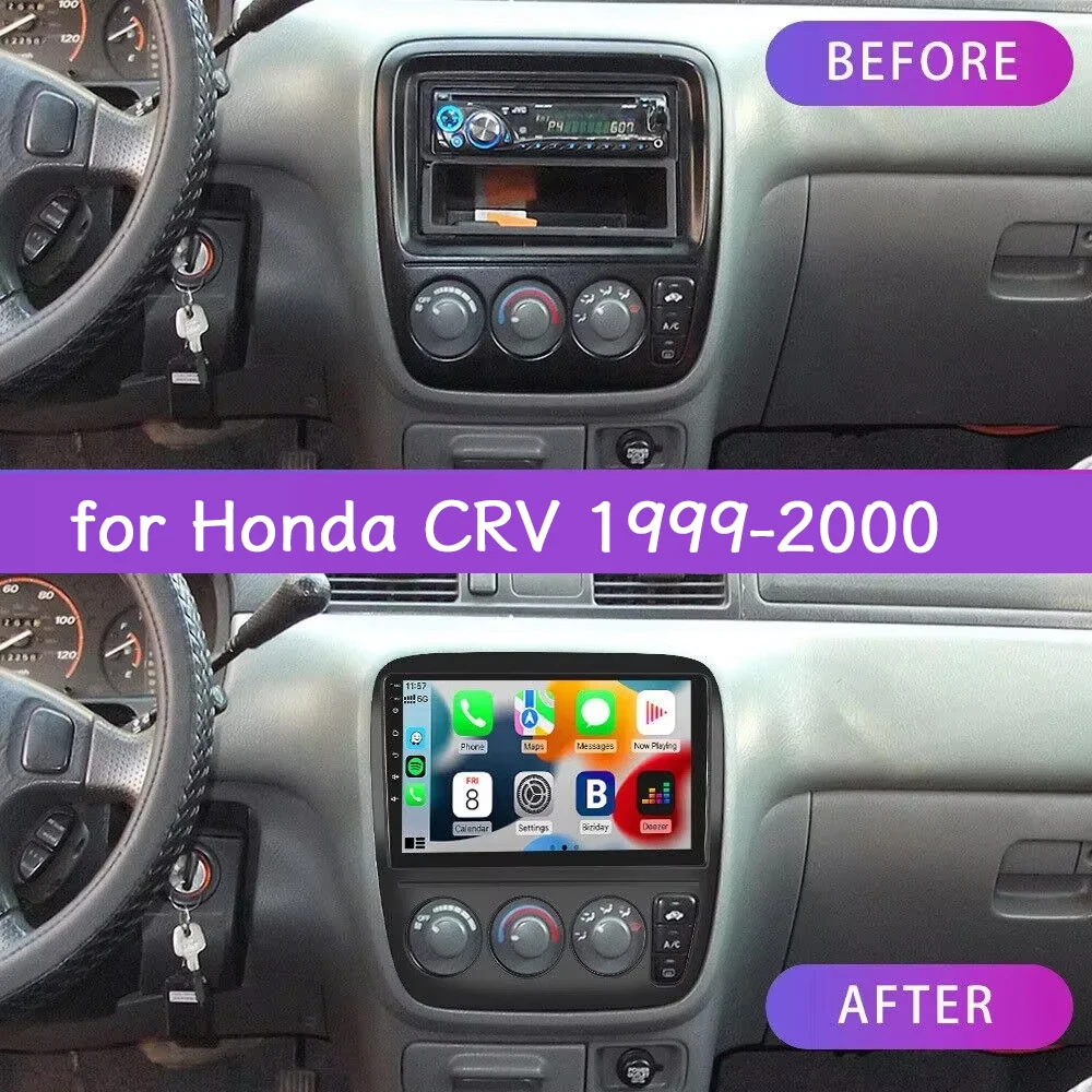 9inch Car Stereo GPS Navigation for Honda CRV 1999-2000 Fit for CarPlay Android Auto Car Radio WiFi 4Led Backup Cam Android13