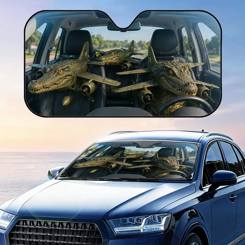 

Crocodile Bomber Driving Sun Visor Foldable Universal Car Windshield Sun Shade UV Protection Heat Insulation Foldable Cover