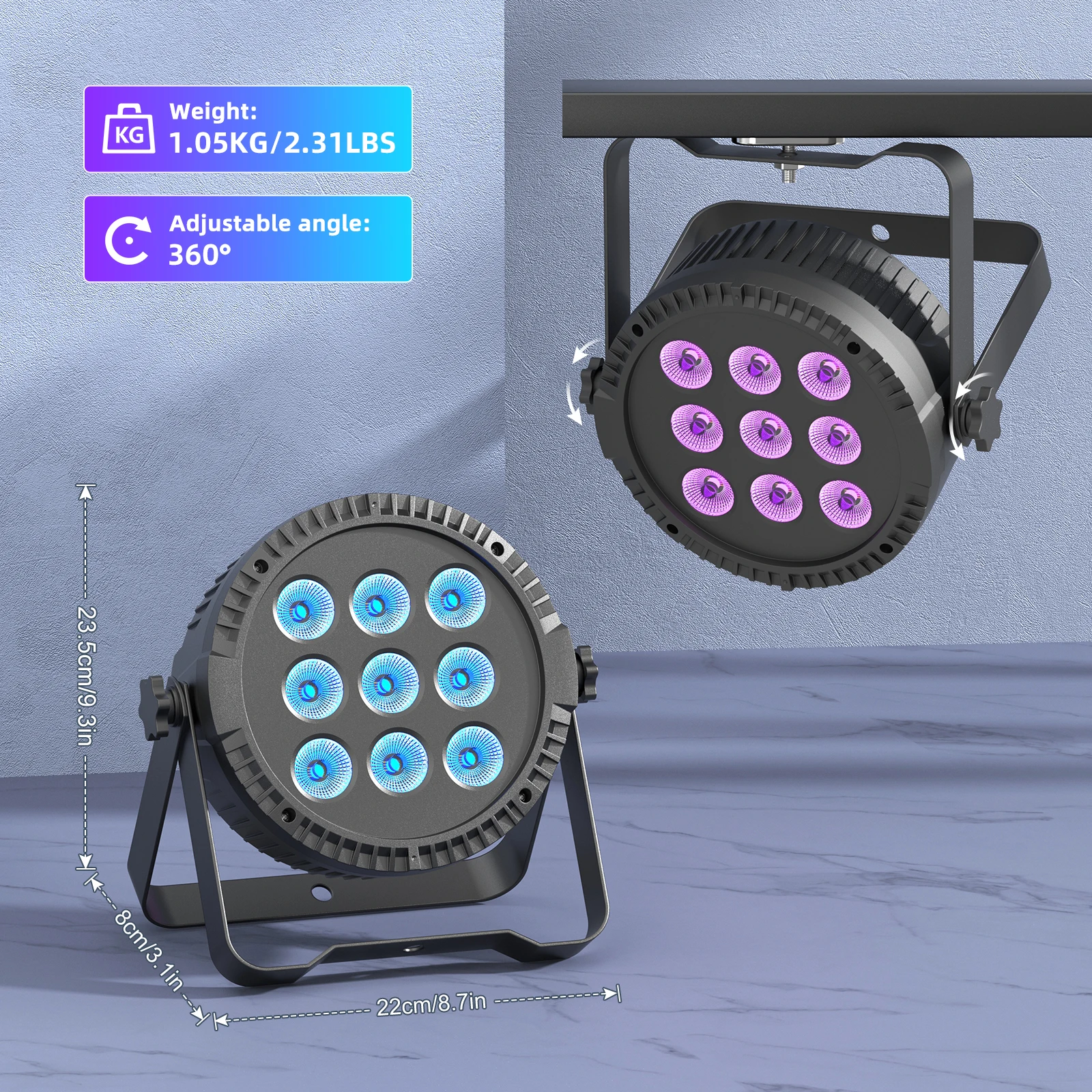 DayFlicker 4Pcs 4 in 1 RGBW 9 LED Par Light With Remote Control DMX512 Sound Activated Control For DJ Party Halloween Christmas