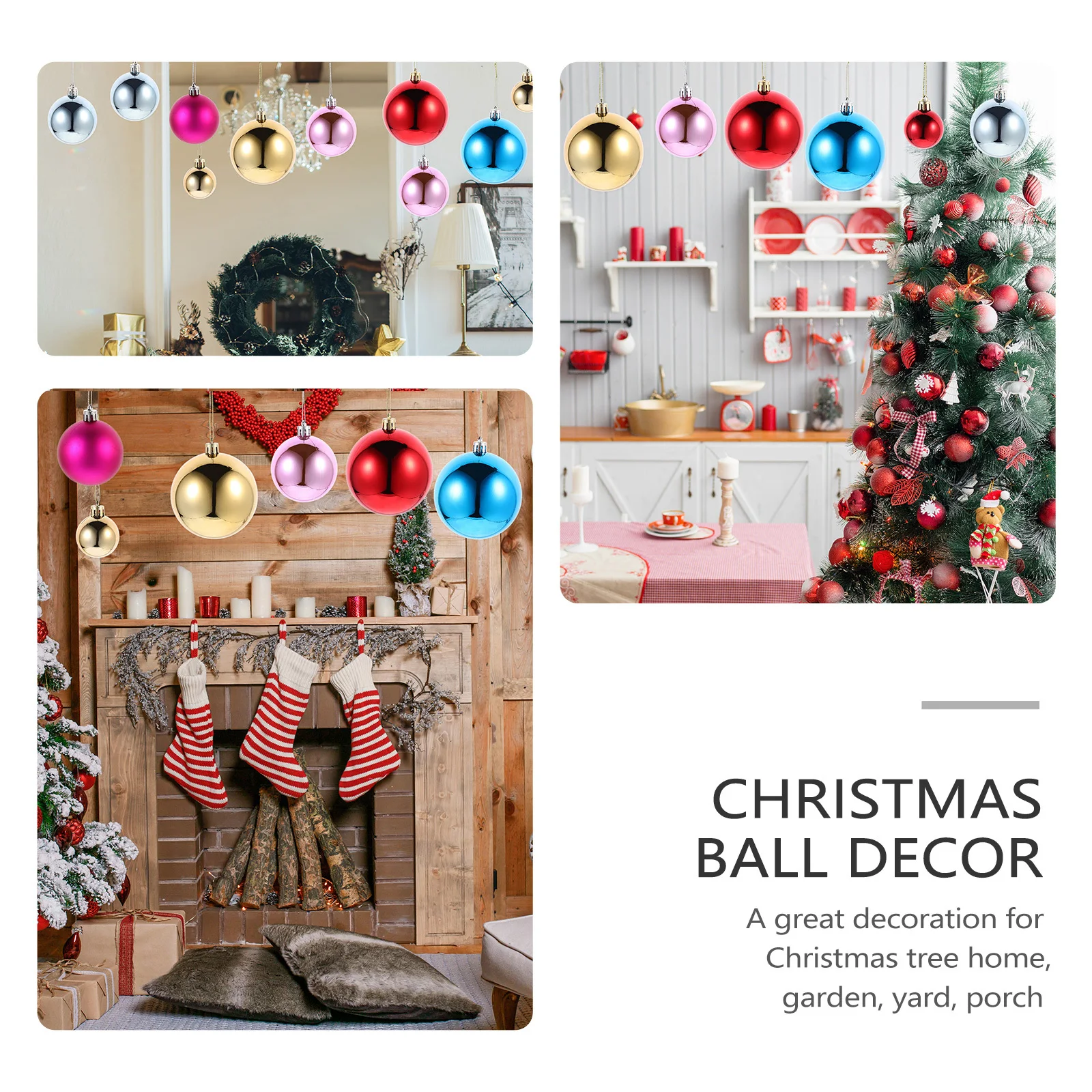 

1Set Christmas Ball Decor Premium Plastic Hanging Pendants for Tree Fireplace Wall Window Decoration Festival Party Supplies