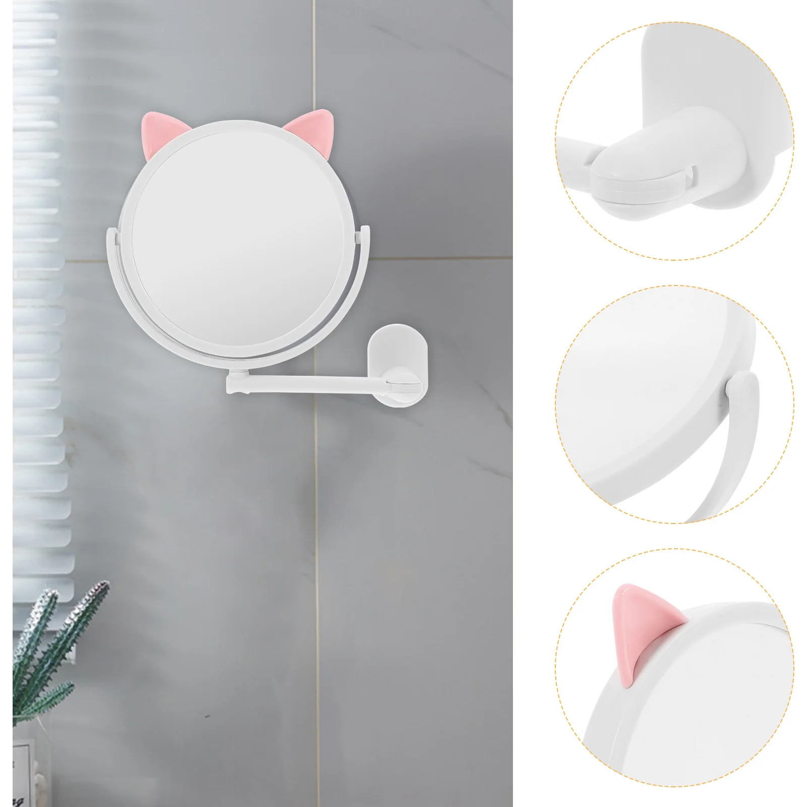 벽걸이 거울 무타공 조절 가능 접이식 360도 회전 고화질 김서림 방지 화장 거울 가정용