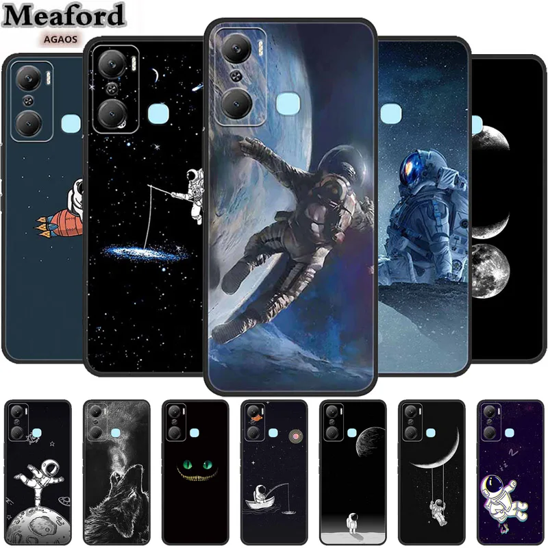 For Infinix Hot 20 Play Case Astronaut Silicone TPU Soft Cover Phone Cases for Infinix Hot20 Play Funda Spaceman X6825 Boat Capa