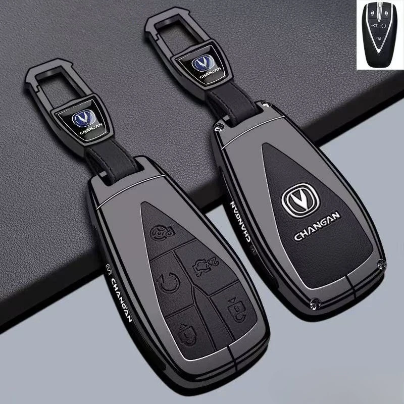 Keybag  Key Fob Cover for Changan Eado/CS75 Pro/4th Gen CS55 Plus/Raeton/UNI-V/UNI-Z, Heavy Duty Metal Case Shell with Keychain