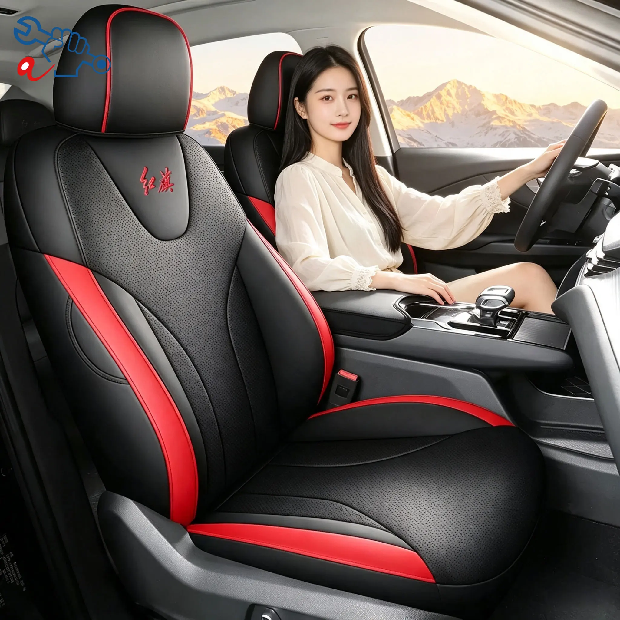 Left‑Drive Car Seat Cover For Hongqi E‑QM5 2021‑2026 Full Enclosed Auto Cushion All‑Season Interior Refit Modified Seat