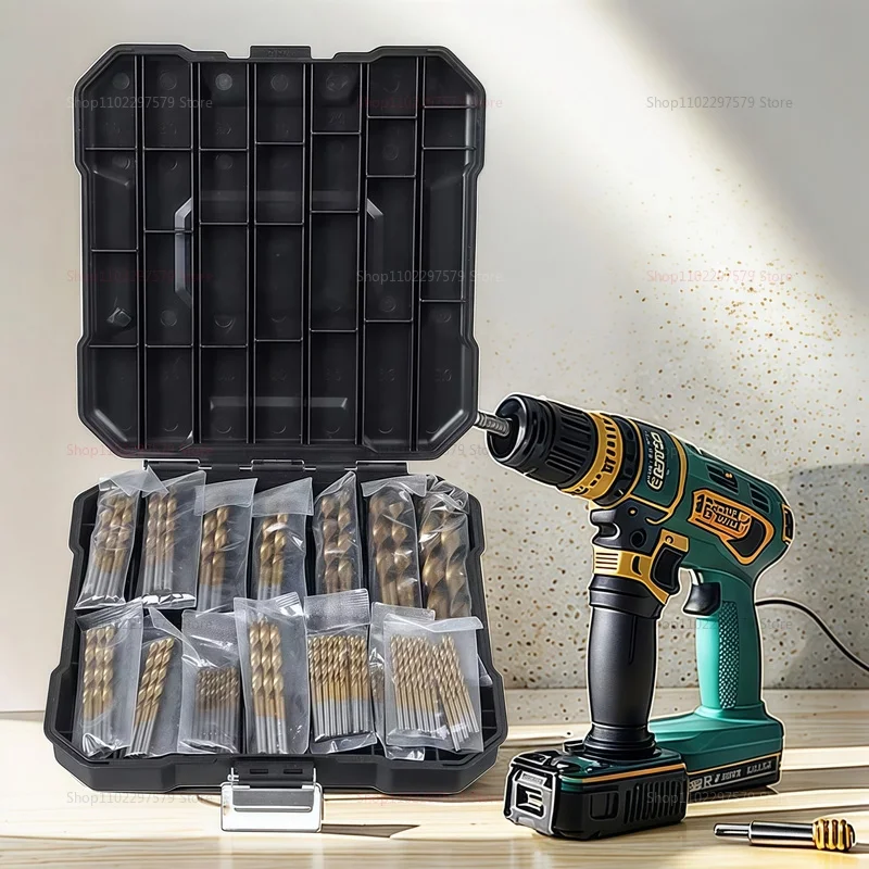 Juego de brocas de titanio de 99 piezas, 1,5 mm-10 mm, para acero, madera, plástico, metal, cobre, aleación de aluminio con estuche de almacenamiento