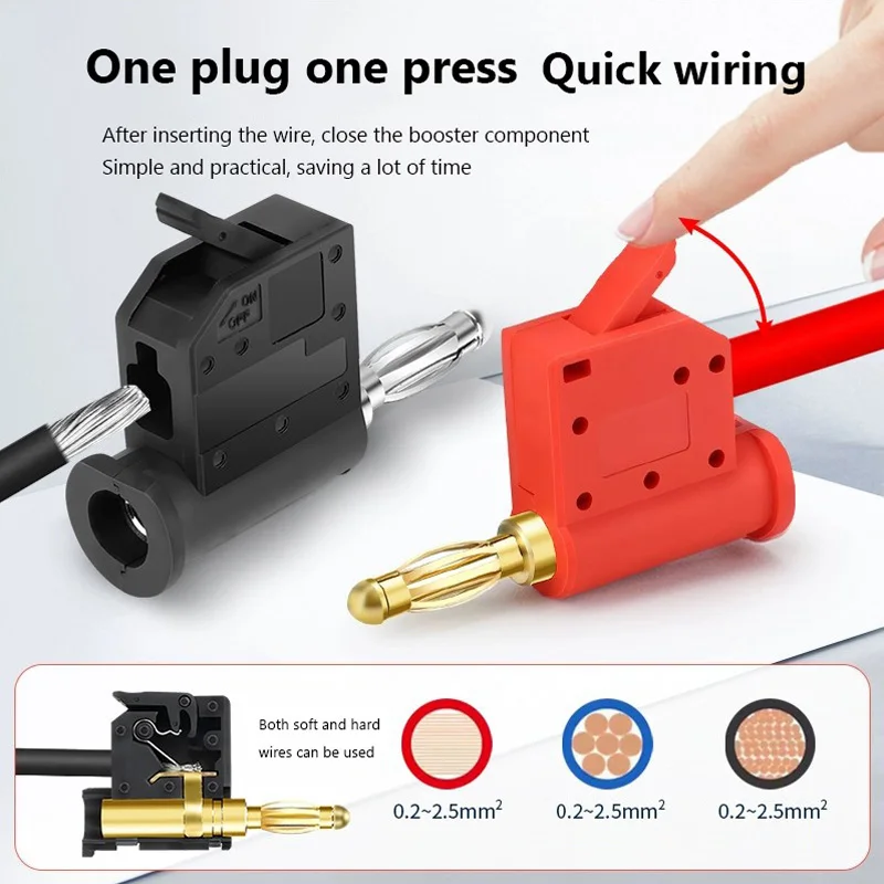 4MM Stackable Banana Plug High Current Wire Connector Lantern Head Gold-plated Or Nickel Plated Power Testing Instrument Plug