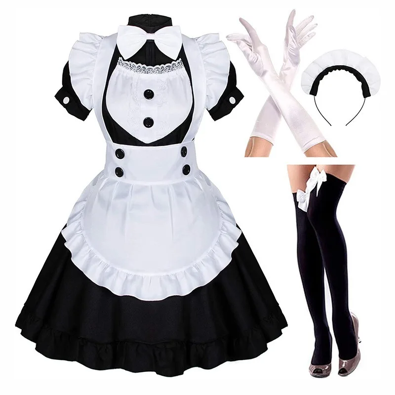 

Women Cat French Maid Outfit Anime Cosplay Costume Fancy Black White Soft Girl Lolita Uniform Halloween Party High Quality