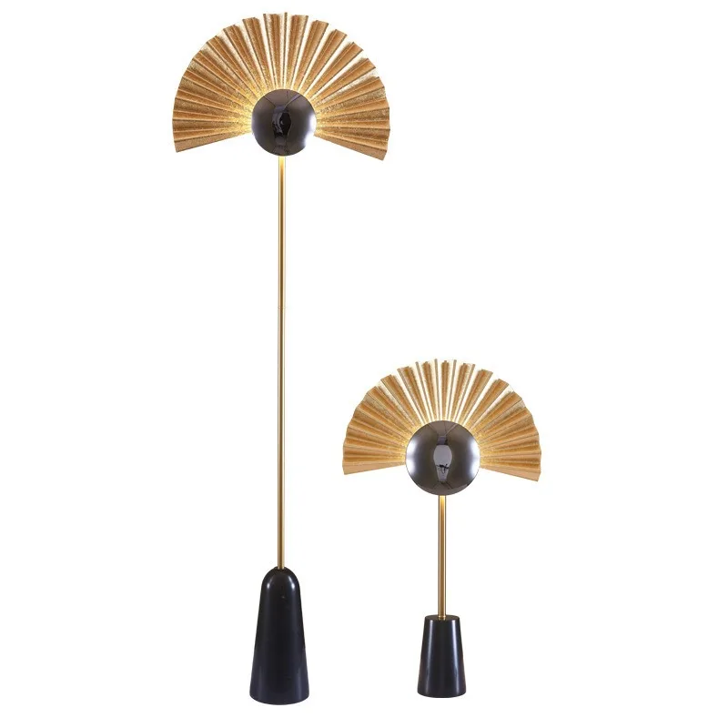 

Designer creative dining room living room bedroom table lamp exhibition hall bronze fan floor lamp