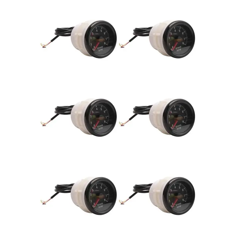 

Efficientt-6Pcs 52MM Electrical Tachometer 0-8000 RPM 2Inch RPM Tacho Meter For 2 3 4 5 6 8 Cylinder Engine Car Boat Ya