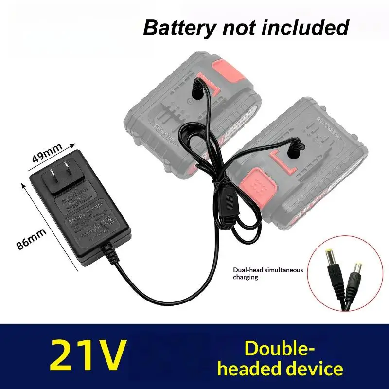 Portable 18/21/24V Dual-head Lithium Charger Overload Protection Small Size for Easy Carry Business Trip Work Use