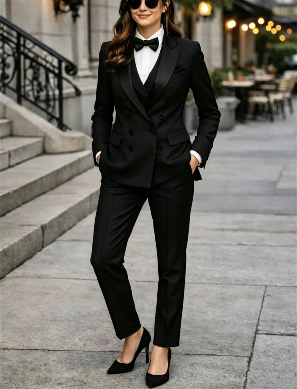 ダブルブレスト赤女性のスーツ 3 ピースオーダーメイドペイン - Women Formal Wear Tailor のレビューと価格