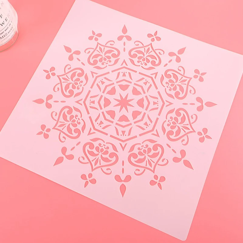 Imagem -03 - Mandala Mold For Painting Stencils Stamped Paper Card Template Faça Você Mesmo Craft 30cm