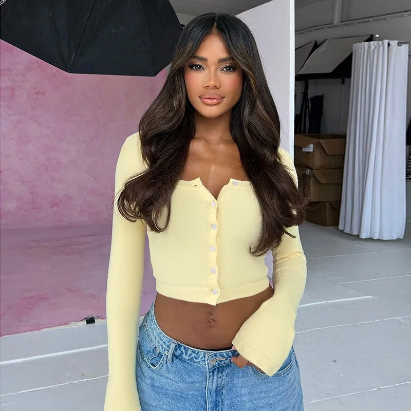 

Autumn New Style Fresh And Stylish Casual Versatile Knitted Short Cardigan Long Sleeved Top