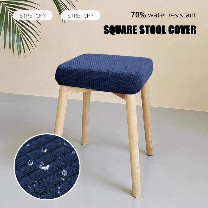 1PC Elastic Stool Cover Slipcover Water Resistant Square Chair Seat Cover Dressing Stool Protector Dustproof Furniture Cover