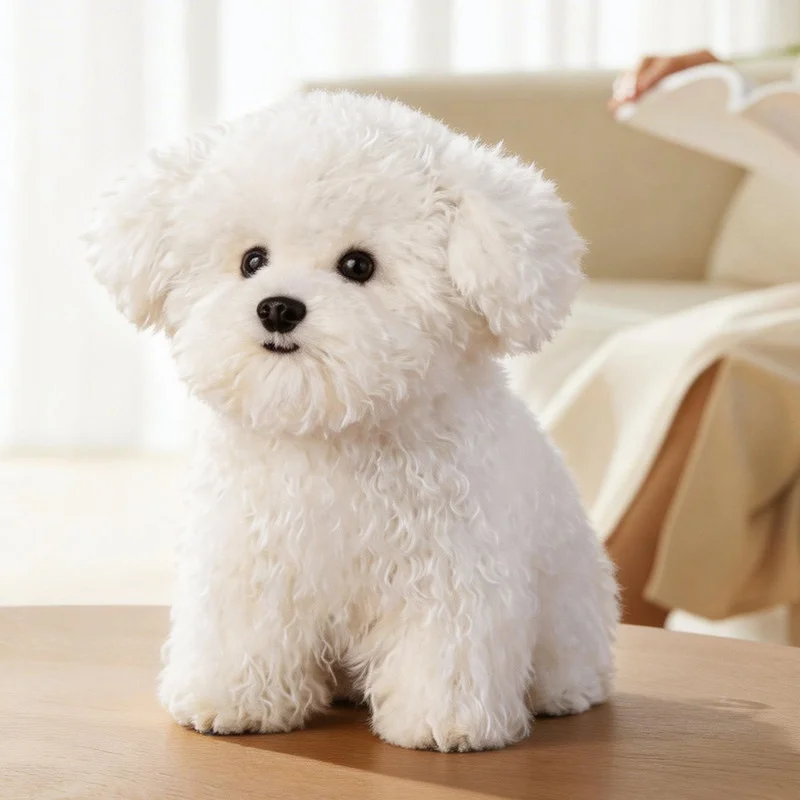 2026 Kadola Realistic Bichon Frise Plush Toy Simulation Dog Stuffed Animal Soft Companion Doll Gift For Adults