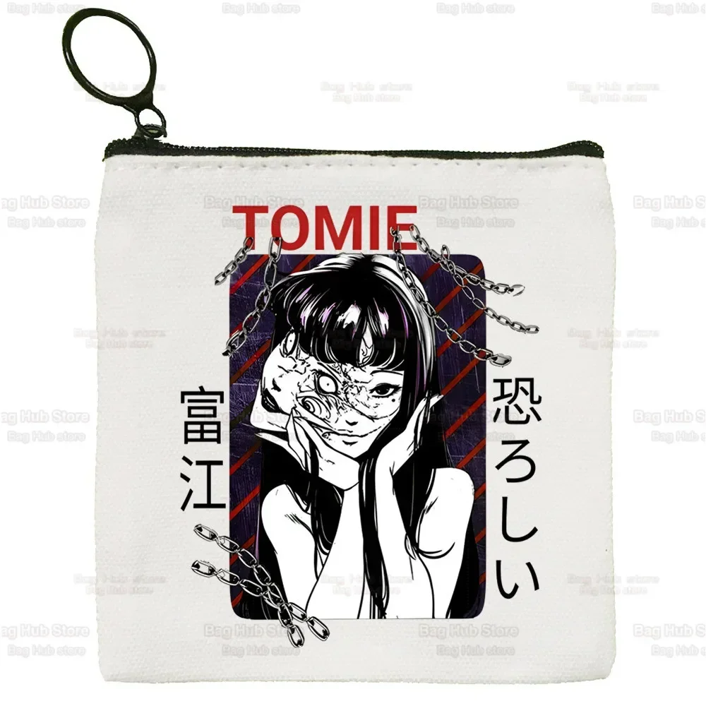 Junji Ito Tomie Shintaro Kago Horror Japan Manga Canvas Coin Purse Canvas Bag Small Square  Key Storage  Card Coin Bag