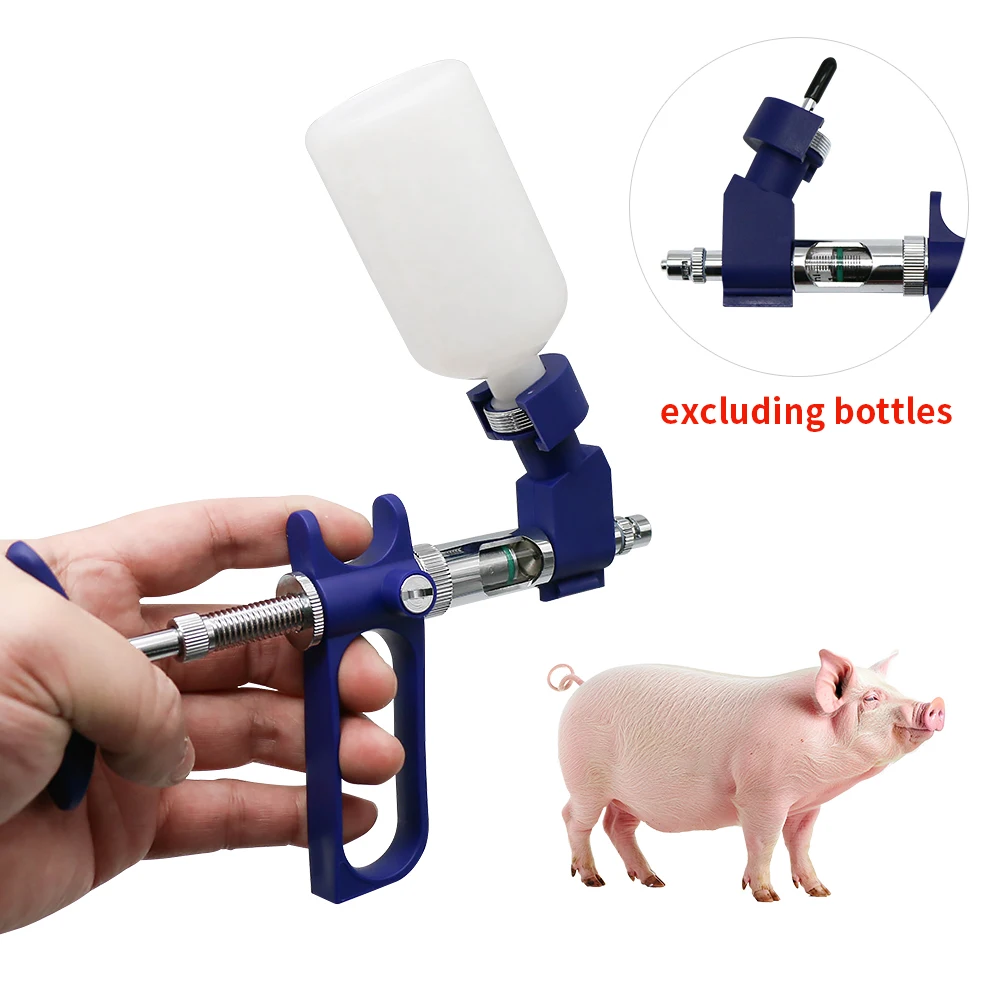 1 Pc Filler Metal Continuous Syringe Adjustable Continuous Use Syringe Dosing Tube Sets Animal Farm Vaccine Injection Supplies