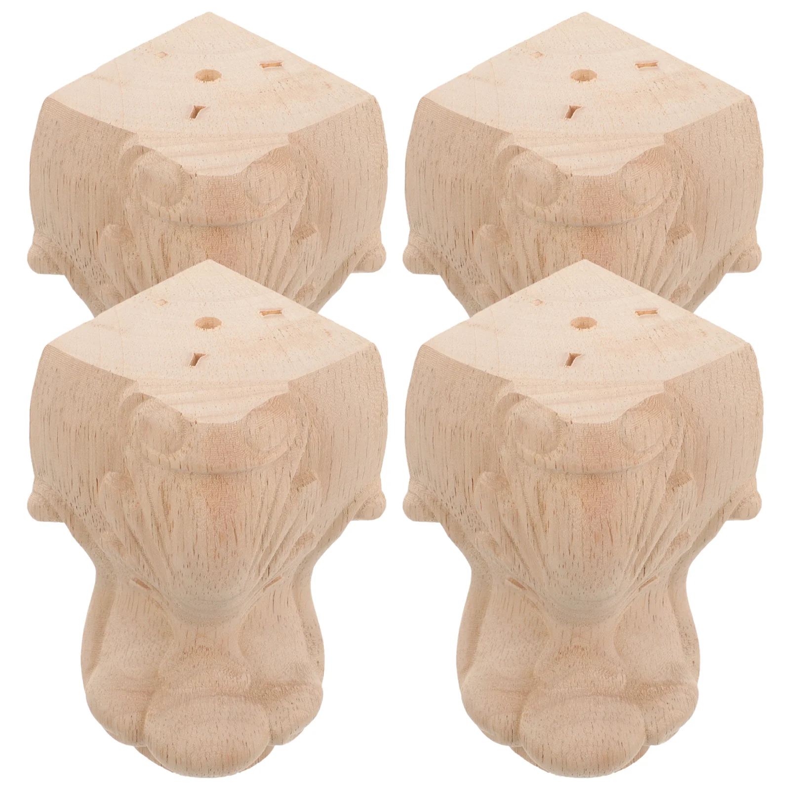 

4pcs Solid Wood Furniture Legs Carved European Style Table Foot Replacement Durable Wooden Legs For Sofa Chair Cabinet Furniture